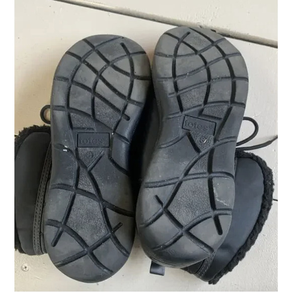 Totes Boots Womens Size 8 Black Winter Survivor Quilted Ankle Snow Faux Fur Zip - Picture 6 of 10